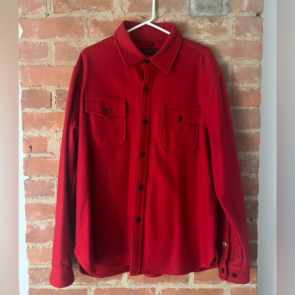 Schott’s NYC Men’s CPO Wool Shirt in Red